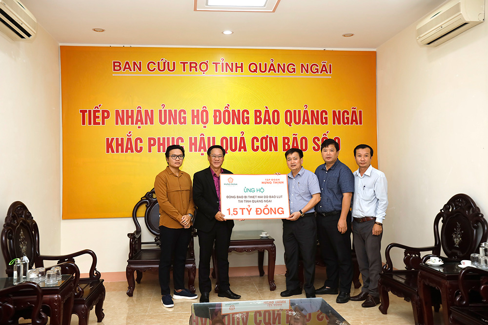 Tập đoàn Hưng Thịnh ủng hộ 3 tỷ đồng hỗ trợ đồng bào bị thiệt hại do Bão số 9 tại tỉnh Quảng Nam và Quảng Ngãi